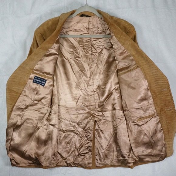 Vintage‎ Corduroy Blazer Mens 42R Tan Camel Trumpeter Elbow Patch Academia Retro - Picture 5 of 11
